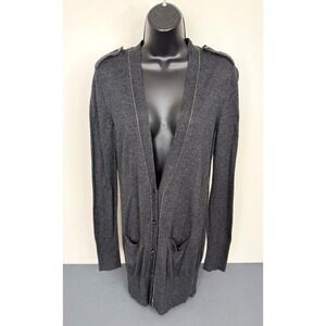 Ann Taylor Loft Women's V-Neck Button Front Long Cardigan Gray Size Medium Cozy